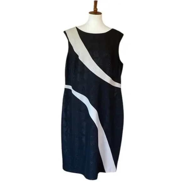 Adrianna Papell Dress 18W Plus Size Classic Cocktail Dress Sheath Semi Formal
